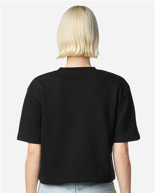 Women's French Terry Mid-Length Boxy Top - Black