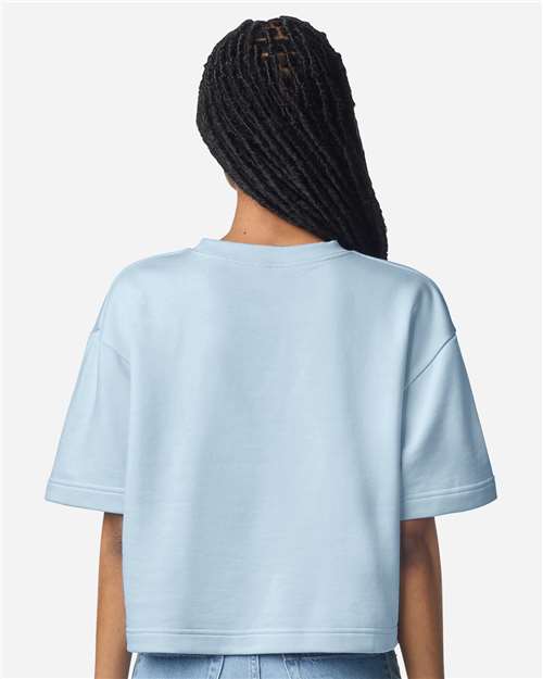 Women's French Terry Mid-Length Boxy Top - Powder Blue