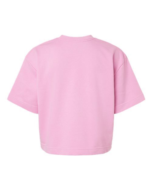 Women's French Terry Mid-Length Boxy Top - Powder Pink