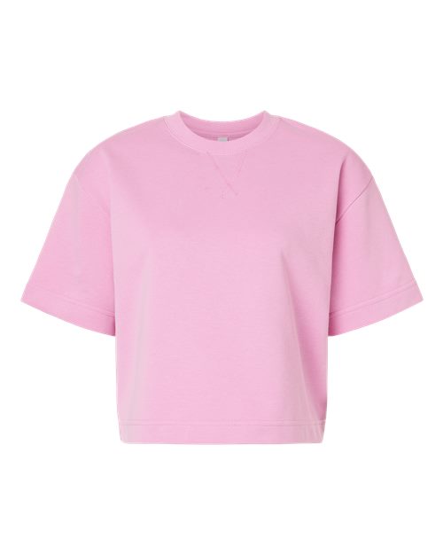 Women's French Terry Mid-Length Boxy Top - Powder Pink