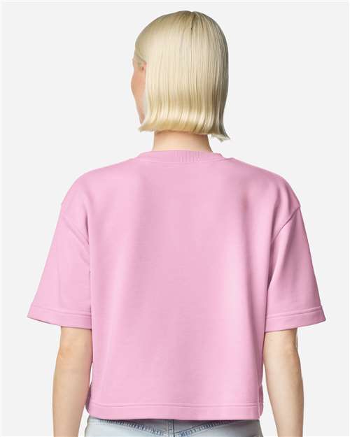 Women's French Terry Mid-Length Boxy Top - Powder Pink