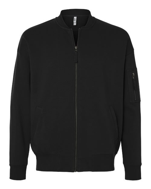 Unisex French Terry Bomber Jacket - Black
