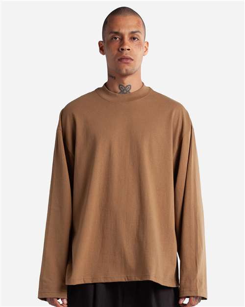 Unisex Max Heavyweight Oversized Long Sleeve T-Shirt - Latte