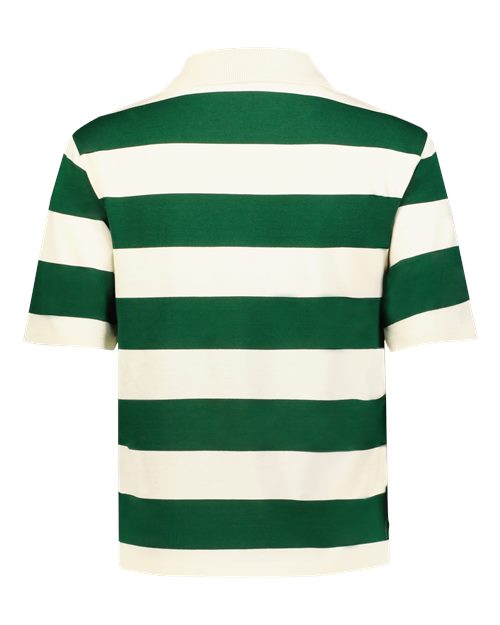 Women's Prep Street Rugby Crop T-Shirt - Alabaster/ Vintage Dark Green