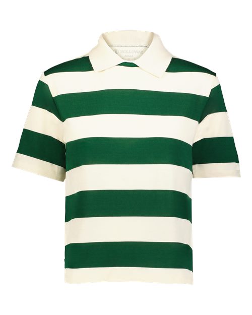 Women's Prep Street Rugby Crop T-Shirt - Alabaster/ Vintage Dark Green