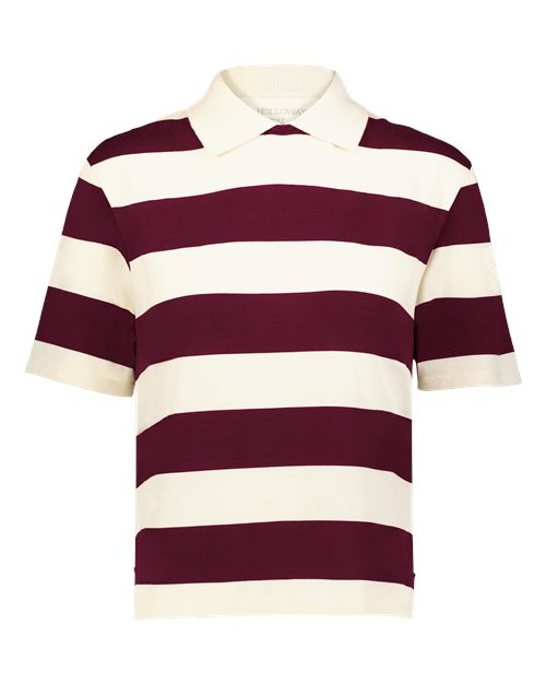 Women's Prep Street Rugby Crop T-Shirt - Alabaster/ Vintage Maroon