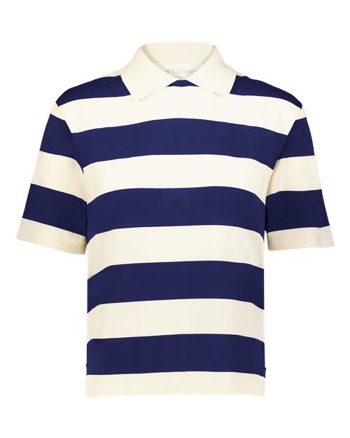 Women's Prep Street Rugby Crop T-Shirt - Alabaster/ Vintage Navy