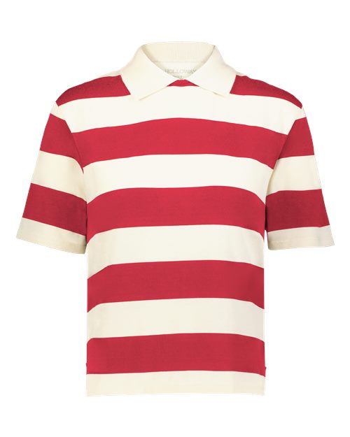 Women's Prep Street Rugby Crop T-Shirt - Alabaster/ Vintage Scarlet