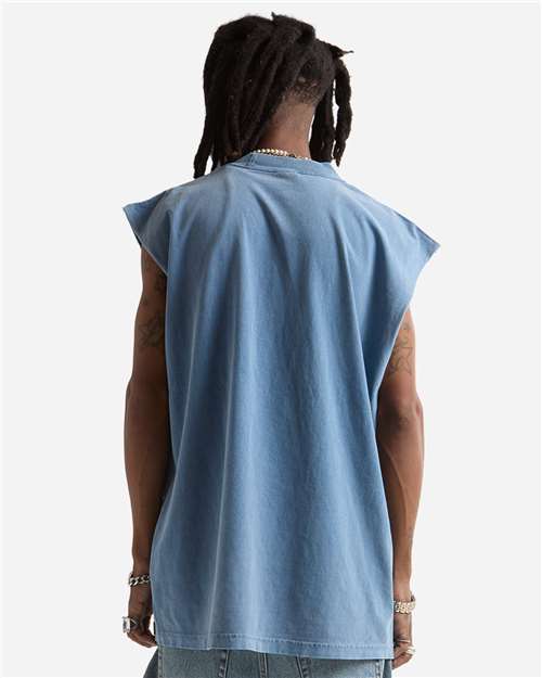 Unisex Garment-Dyed Muscle Tee - Washed Denim