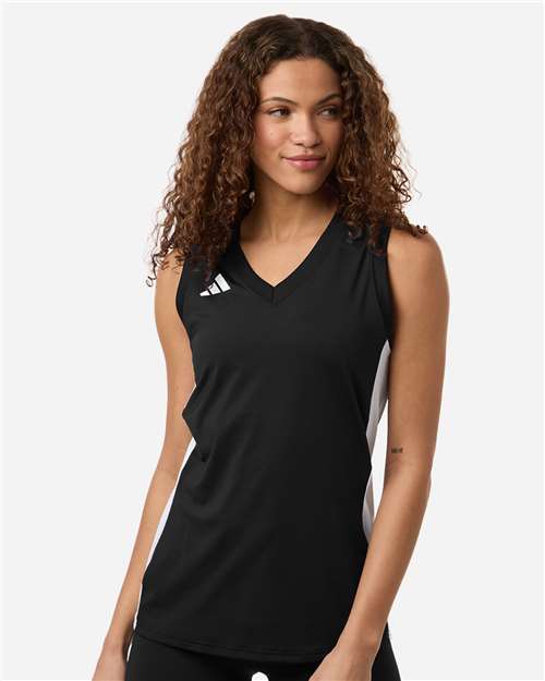 Women's Quickset V-Neck Sleeveless Jersey - Black/ White