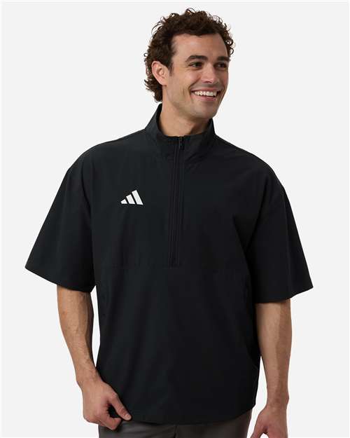 Men's Short Sleeve Quarter-Zip Pullover - Black/ White