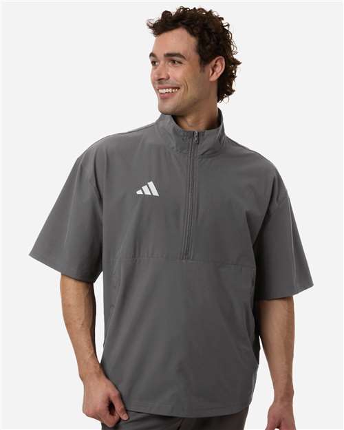 Men's Short Sleeve Quarter-Zip Pullover - Team Grey Four/ White