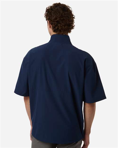 Men's Short Sleeve Quarter-Zip Pullover - Team Navy Blue/ White