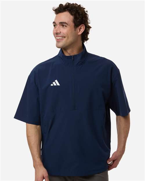 Men's Short Sleeve Quarter-Zip Pullover - Team Navy Blue/ White