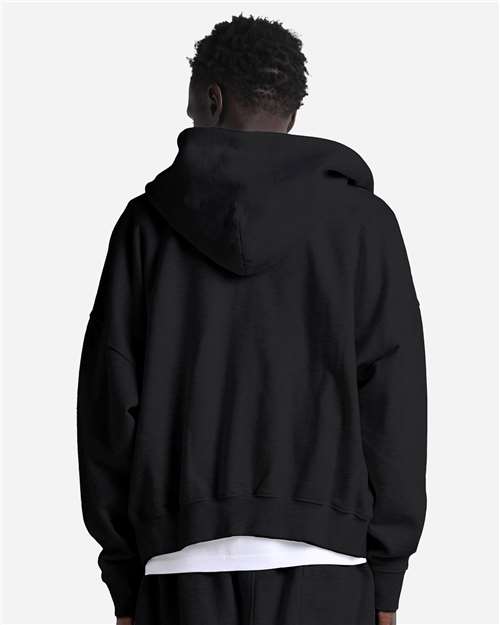 Unisex Garment-Dyed Cropped Full-Zip Hooded Sweatshirt - Black