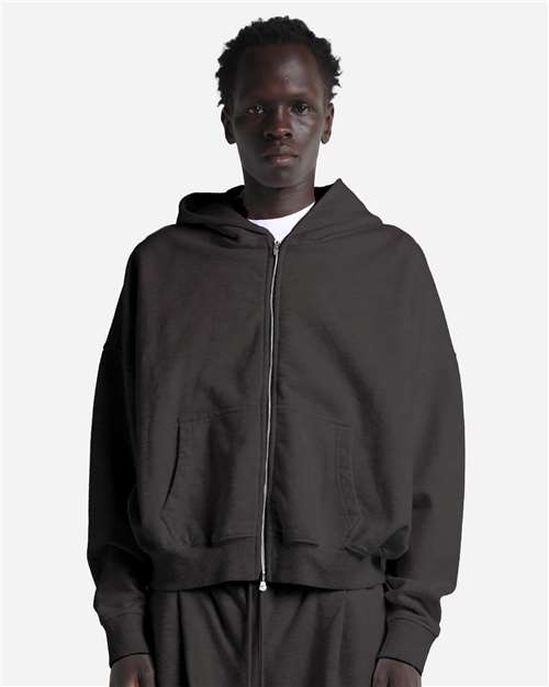 Unisex Garment-Dyed Cropped Full-Zip Hooded Sweatshirt - Shadow
