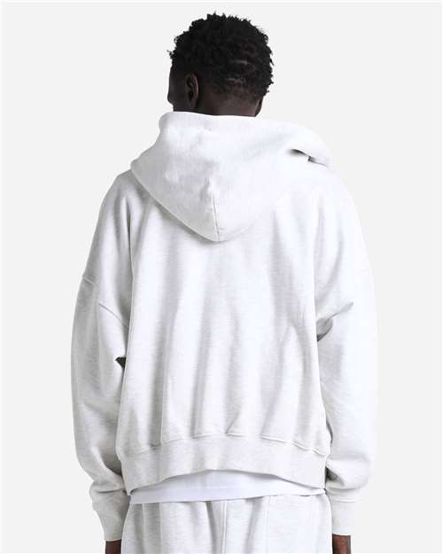 Unisex Garment-Dyed Cropped Full-Zip Hooded Sweatshirt - Heather White