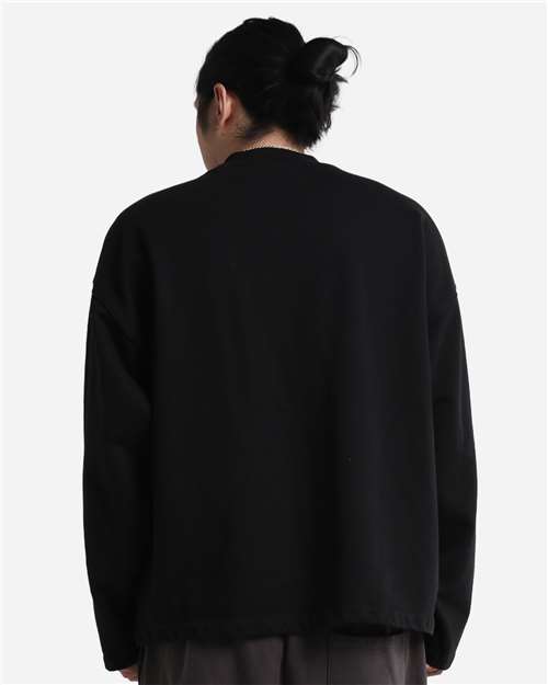 Unisex Garment-Dyed Terry Long Sleeve T-Shirt - Black