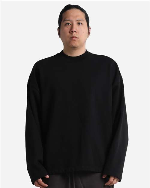Unisex Garment-Dyed Terry Long Sleeve T-Shirt - Black