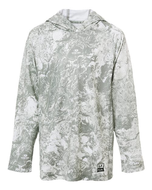 Youth Pursuit Mossy Oak Printed Hooded Long Sleeve T-Shirt - Seagrass