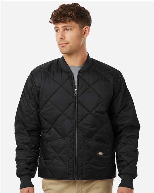 Men's Diamond Quilted Jacket - Black