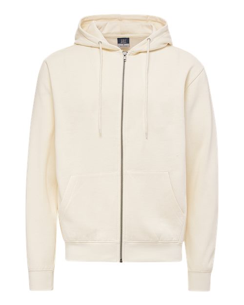 Unisex Retro Heather Full-Zip Hooded Sweatshirt - Ecru