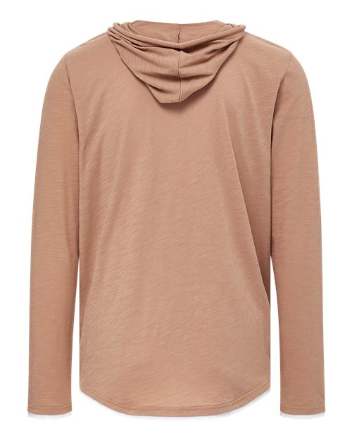 Unisex Miles Slub Hooded Long Sleeve T-Shirt - Praline