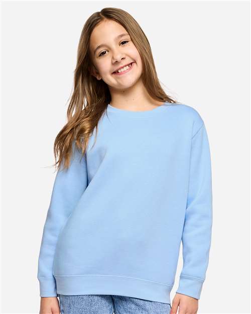 Youth Elevated Fleece Crewneck Sweatshirt - Light Blue