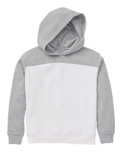 Youth Colorblocked Hooded Sweatshirt - Oxford Heather/ White