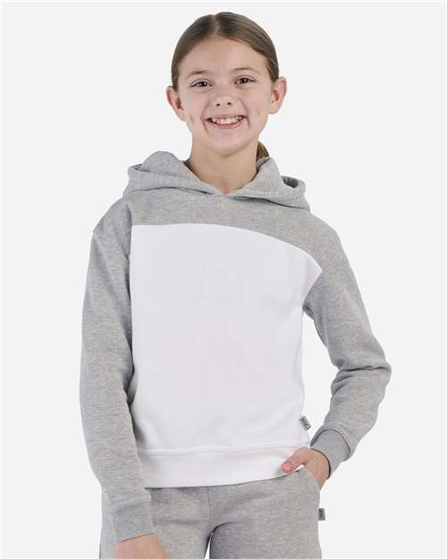 Youth Colorblocked Hooded Sweatshirt - Oxford Heather/ White
