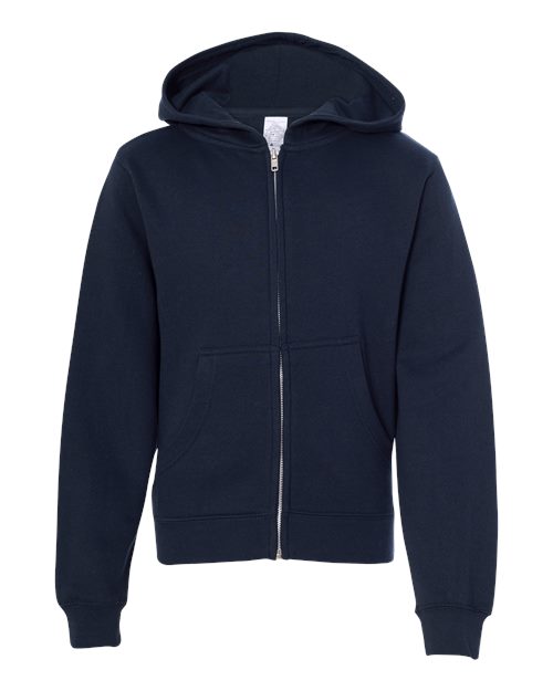 Youth Midweight Full-Zip Hooded Sweatshirt - Classic Navy