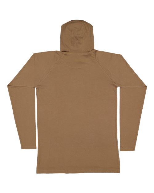 Men's Fine Jersey Hooded Long Sleeve Raglan T-Shirt - Coyote Brown