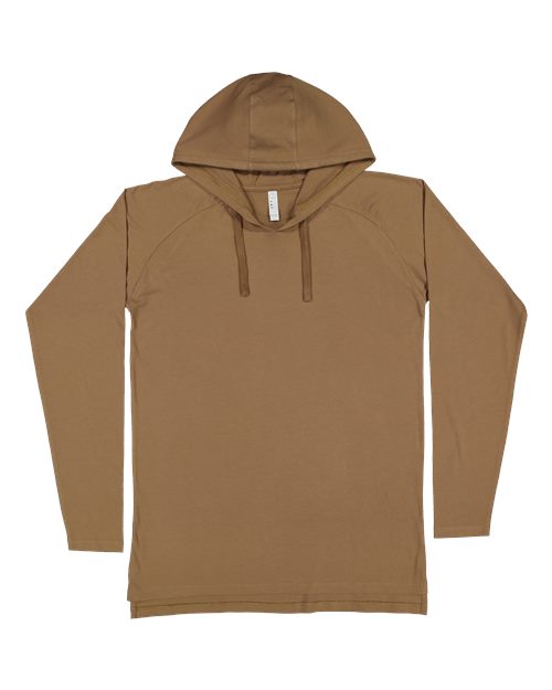 Men's Fine Jersey Hooded Long Sleeve Raglan T-Shirt - Coyote Brown