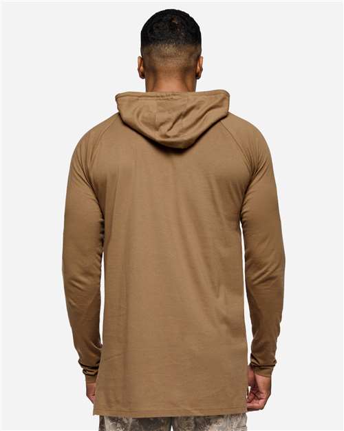 Men's Fine Jersey Hooded Long Sleeve Raglan T-Shirt - Coyote Brown