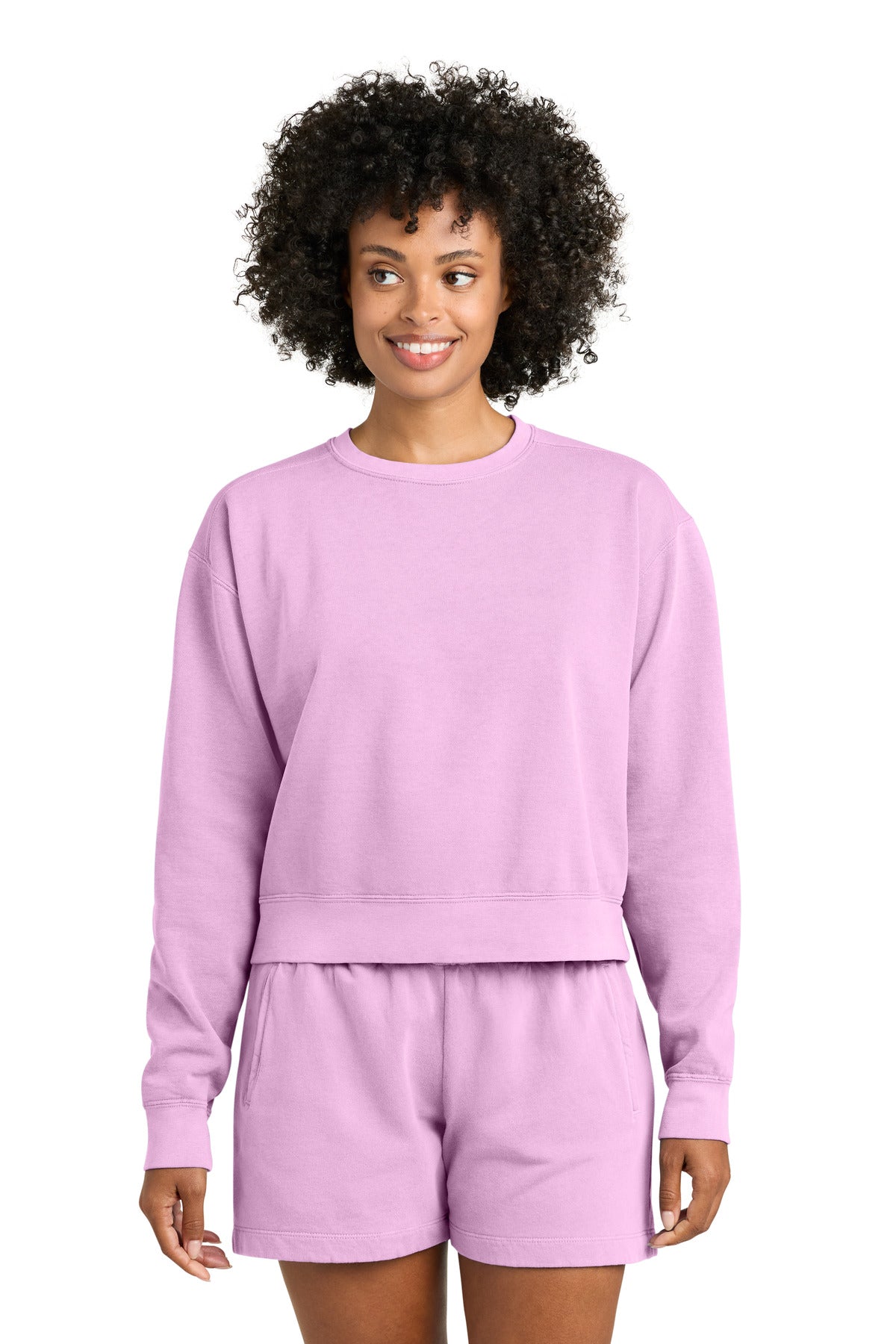 Comfort Colors Women's Mid-Length Crewneck Sweatshirt - Rose Quartz