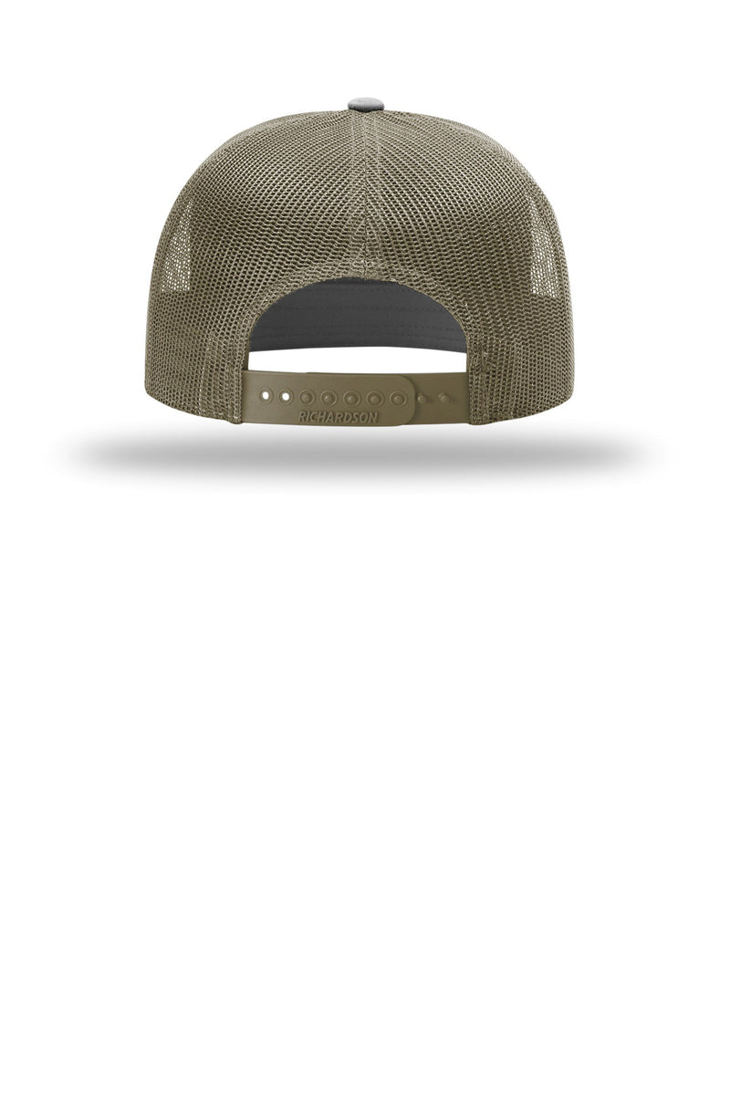 Richardson 7-Panel Trucker - Black/ Green Camo/ Loden
