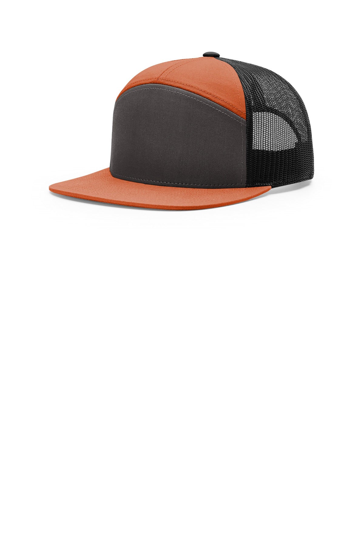 Richardson 7-Panel Trucker - Charcoal/ Burnt Orange/ Black