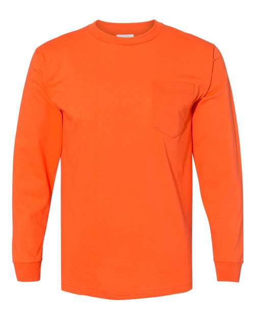 Unisex USA-Made Long Sleeve Pocket T-Shirt - Orange
