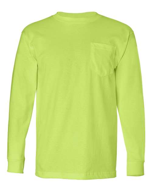 Unisex USA-Made Long Sleeve Pocket T-Shirt - Lime Green