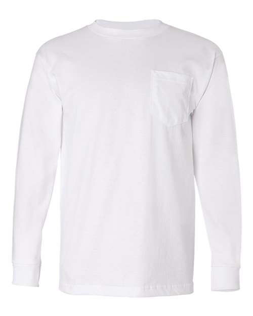 Unisex USA-Made Long Sleeve Pocket T-Shirt - White