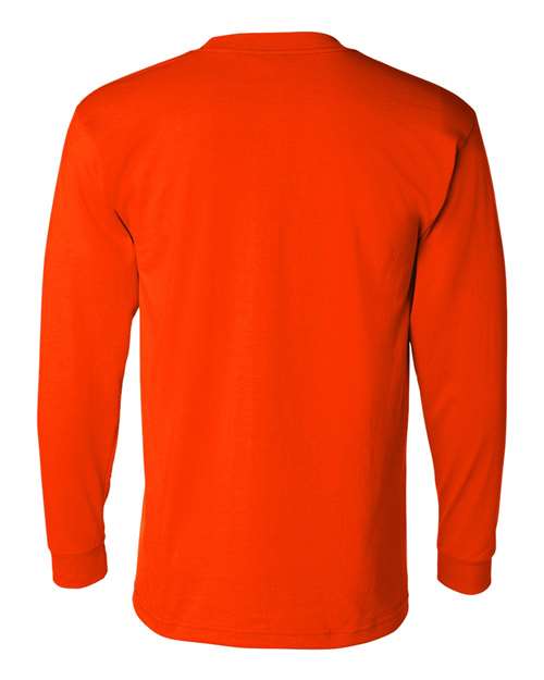 Unisex USA-Made 50/50 Long Sleeve Pocket T-Shirt - Safety Orange