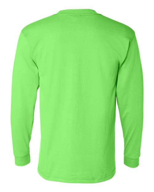 Unisex USA-Made 50/50 Long Sleeve Pocket T-Shirt - Safety Green