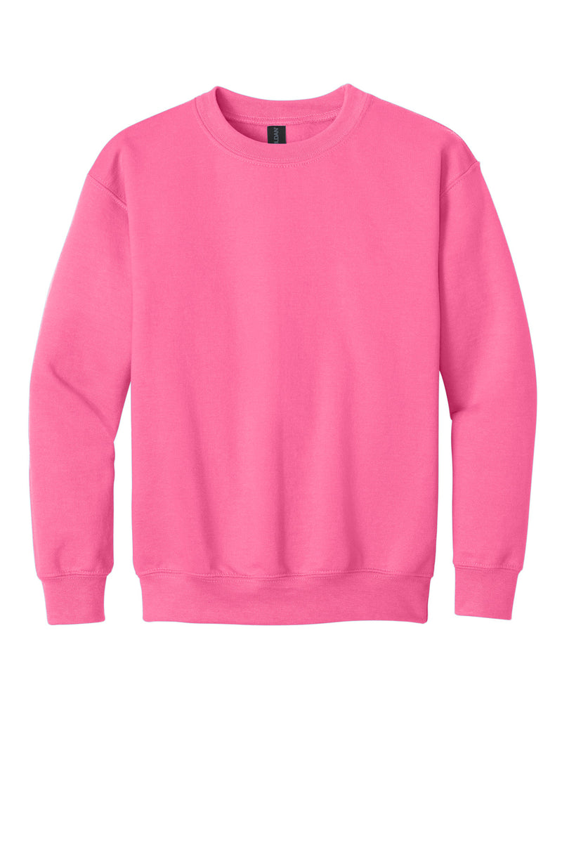 Gildan Youth Heavy Blend Crewneck Sweatshirt - Safety Pink