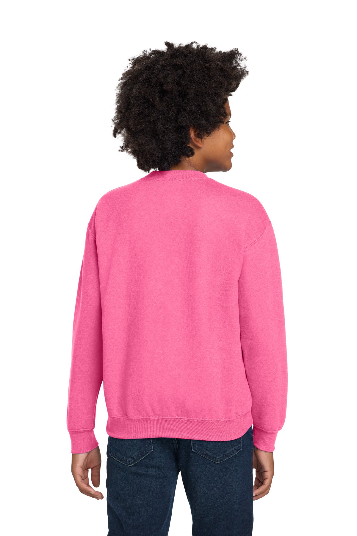 Gildan Youth Heavy Blend Crewneck Sweatshirt - Safety Pink