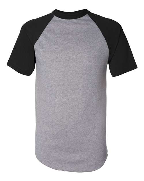 Unisex Raglan Baseball Jersey - Athletic Heather/ Black