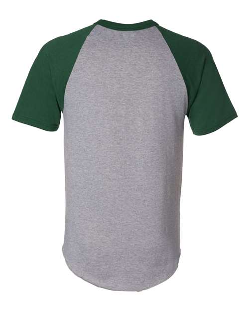 Unisex Raglan Baseball Jersey - Athletic Heather/ Dark Green