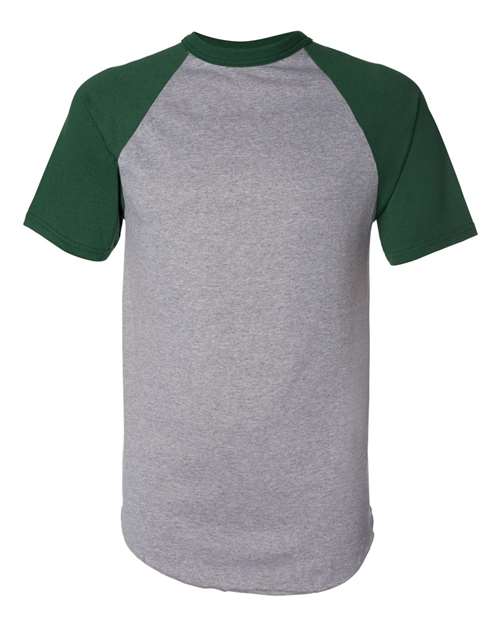 Unisex Raglan Baseball Jersey - Athletic Heather/ Dark Green