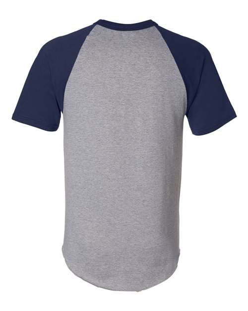 Unisex Raglan Baseball Jersey - Athletic Heather/ Navy
