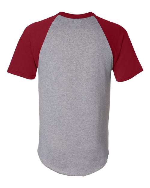 Unisex Raglan Baseball Jersey - Athletic Heather/ Red