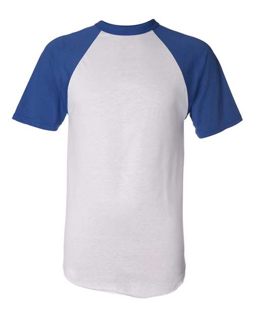 Unisex Raglan Baseball Jersey - White/ Royal